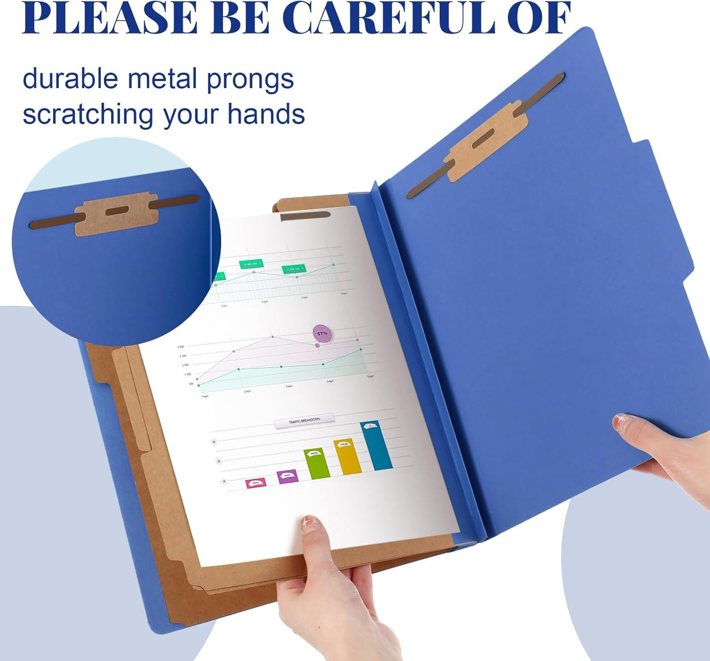 24 Pcs Classification Folders Letter Size, Back to School Supply for Teacher, Student, 3 Dividers Pressboard File Folder Bulk with 2 Fasteners, 3.5 Inch Expanding File Organizer (Dark Blue)