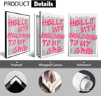 Enlaizhude Pink Hello MTV Welcome To My Crib Quote Poster, Vintage Black White - Image 2
