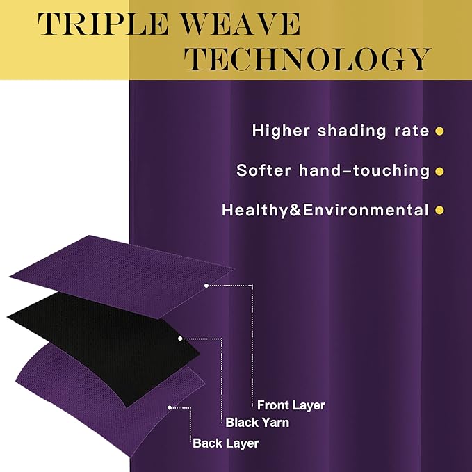 NICETOWN Blackout Curtains for Sliding Glass Door Room Divider Noise Reduce - Image 3