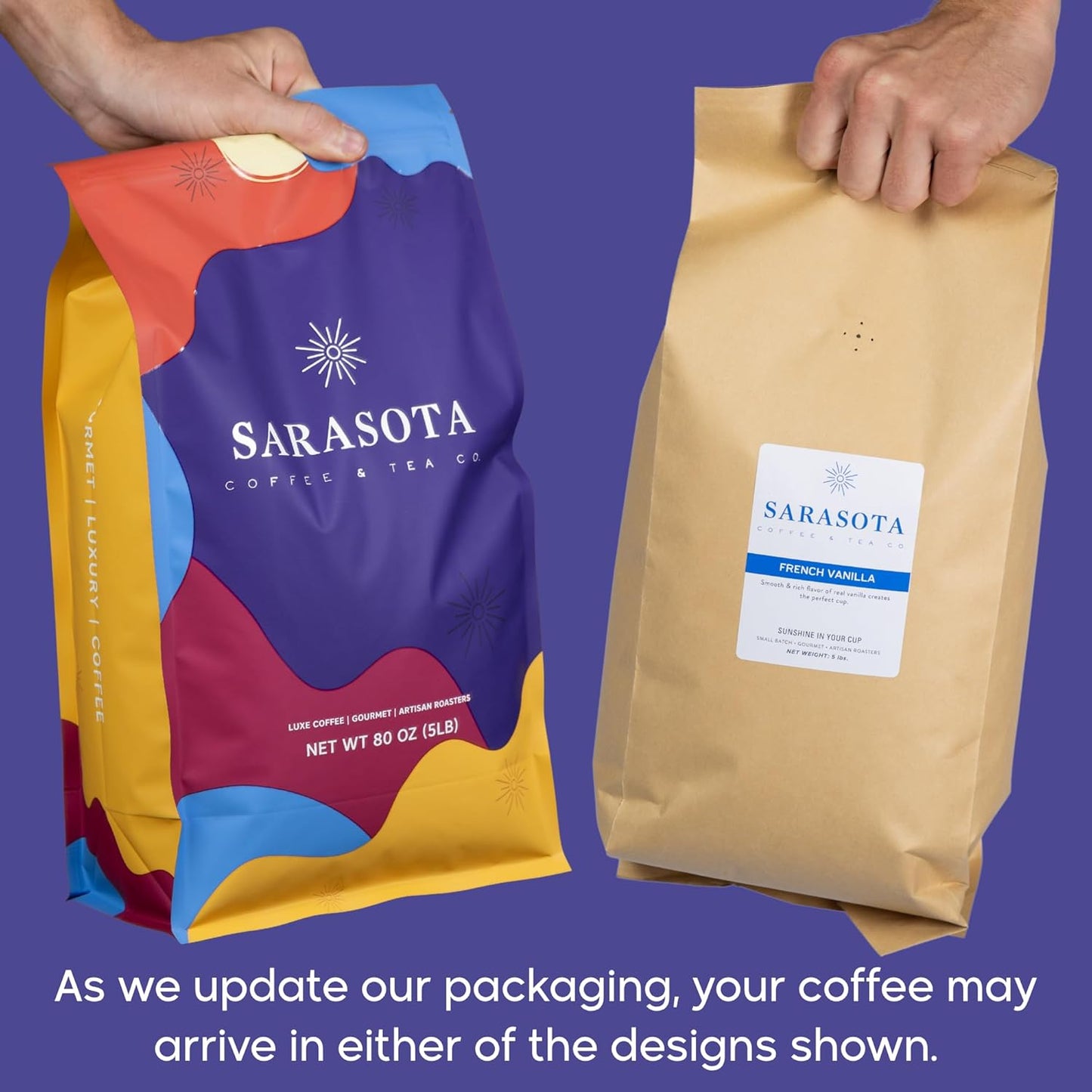 Sarasota Coffee Whole Bean French Vanilla | Medium Roast Gourmet Flavored Coffee Beans | Low Acid, Mold Free, Specialty Grade Bulk Beans | 5lb (80 oz)