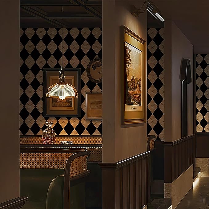 Simon&Siff Retro Checkered Peel and Stick Wallpaper Black and White Cream - Image 3