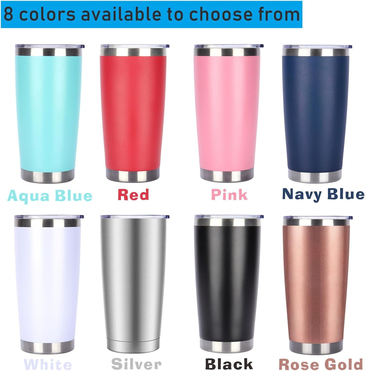 Pandance 20oz Stainless Steel Insulated Tumblers with Lid and Straw Bulk, Double Wall Vacuum Water Cups for Hot & Iced Coffee Drinks Travel Mug (Mix, 12 pack)