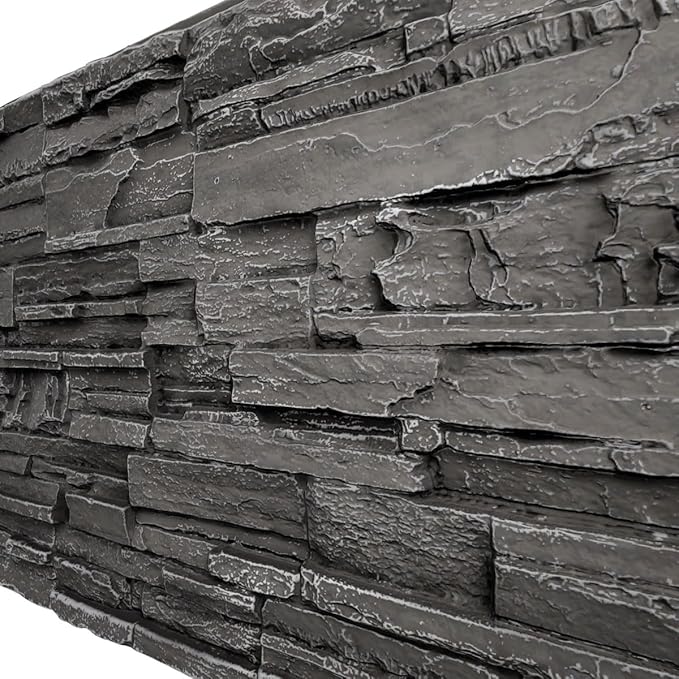 EverStone Cascade Faux Stone Panel, 48 5/8"W x 24 3/4"H x 1 1/4"D, Graphite - Image 7