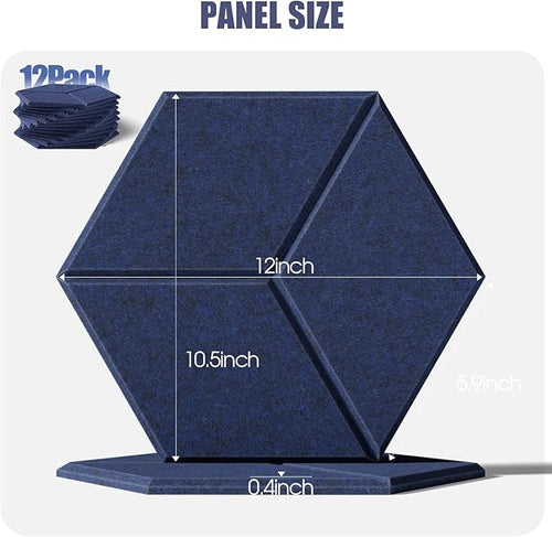 12 Pack Self-adhesive Acoustic Panels 12" X 10" X 0.4" -Sound Proof Foam Panels - Image 2