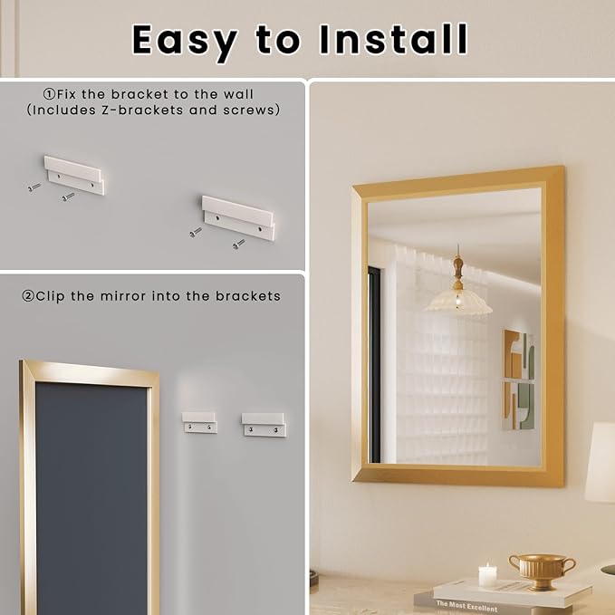 Amorho 24x36 Inch Bathroom Mirror, Wall-Mounted Mirrors Perfect - Image 7