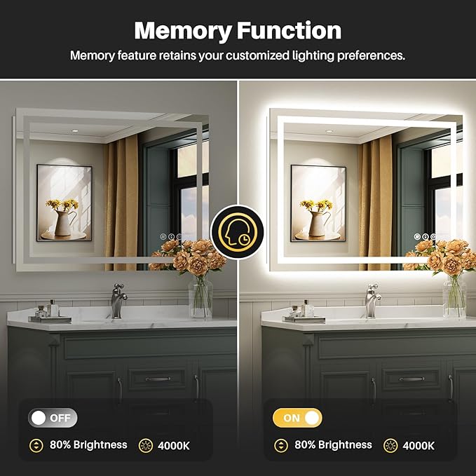 Briivue 40x38 Inch LED Bathroom Mirror - Image 6