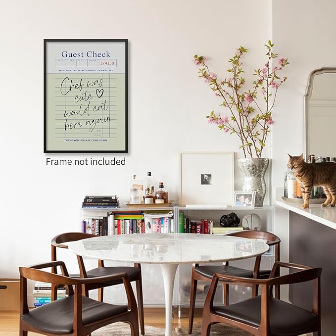 Trendy Kitchen Wall Art Guest Check Prints Chef Was Cute Would Eat Here Again - Image 3