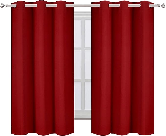 LEMOMO Red Blackout Curtains 34 x 54 Inch Length/Set of 2 Curtain - Image 2
