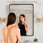 LOAAO 20X16 Inch Black Metal Framed Bathroom Mirror - Image 2