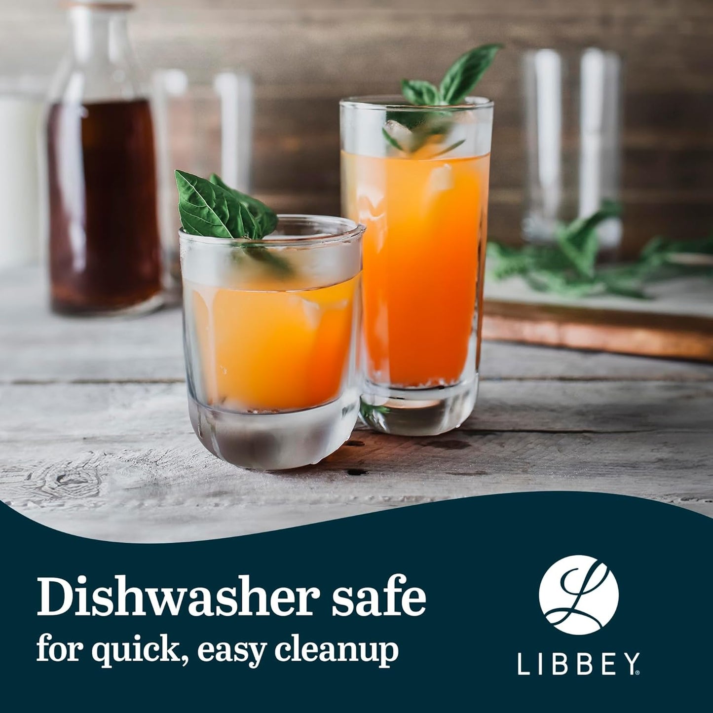 Libbey Polaris Tumbler and Rocks Glass Set, Elegant Drinkware Glasses Set,, Tall Drinking Glasses with Modern Clean Lines, Dishwasher Safe Drinking Glasses Set of 16