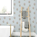 17.3"× 590.5" Vintage Blue Floral Wallpaper Peel and Stick Boho Wallpaper - Image 9