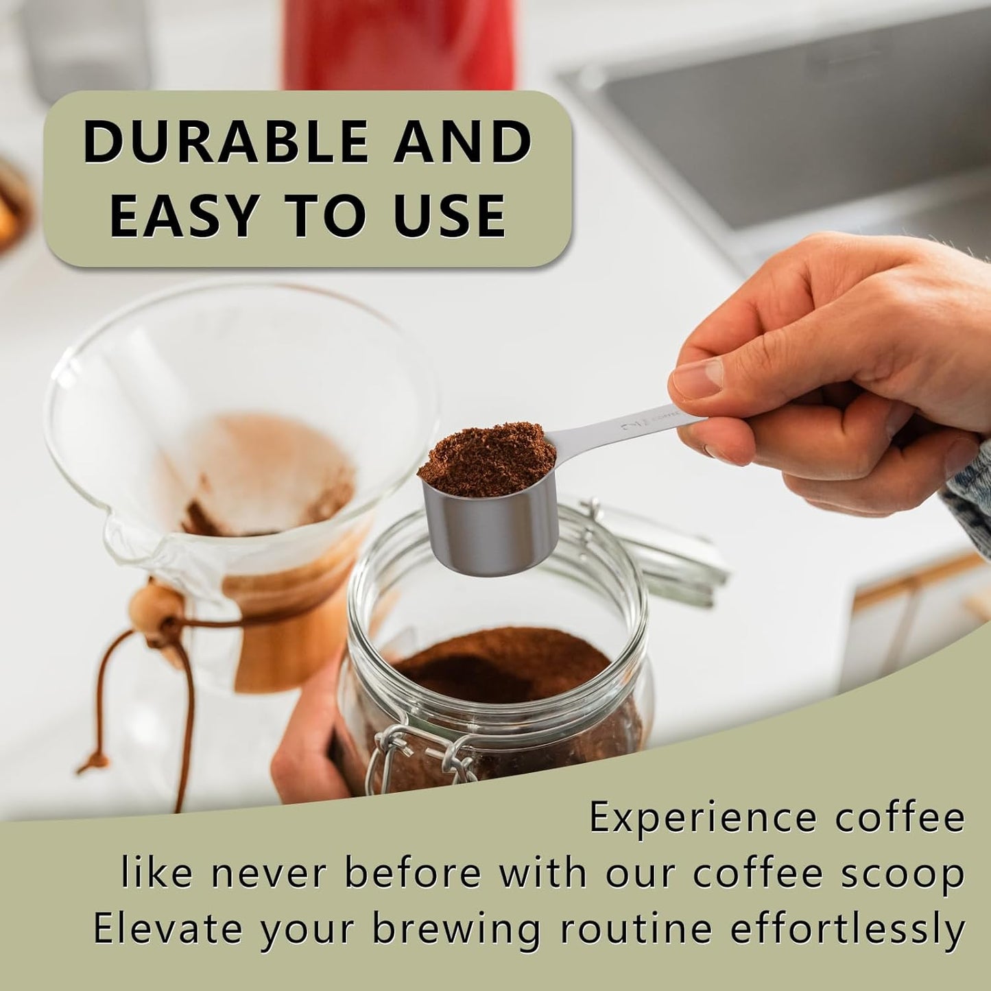 2PCS 2 Tablespoon(2tbsp, 30ml, 1/8cup) Coffee Scoop, Long Handle Measuring Spoon, Stainless Steel Scooper