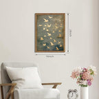Framed Flock of Birds Canvas Wall Art, Vintage Minimalist Abstract Landscape - Image 3