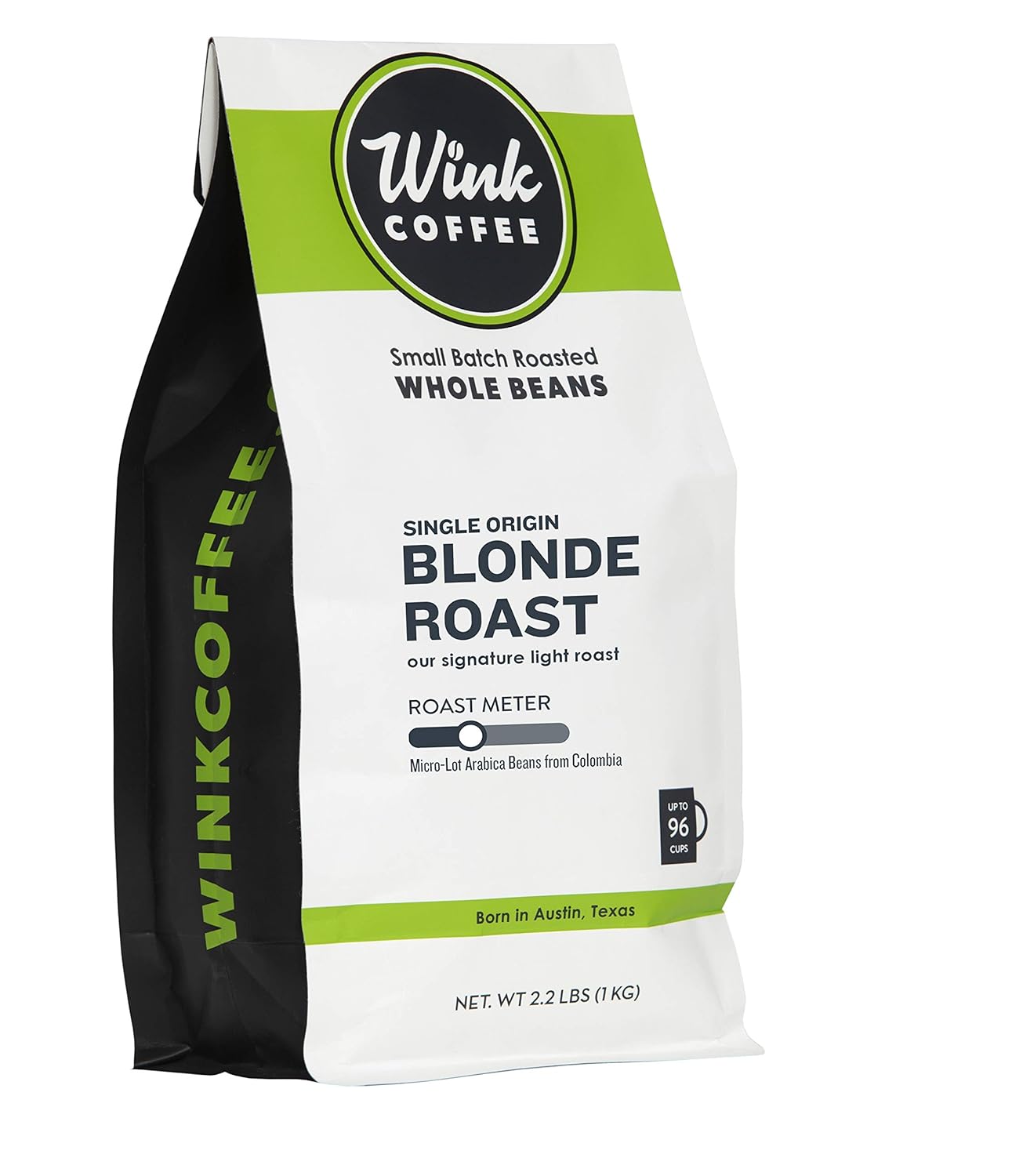 Wink Coffee Blonde Roast, Light Roast Whole Bean Coffee, Single Origin Colombian Arabica Beans, 2.2 lb, Small-Batch, Smooth, Sustainably Sourced