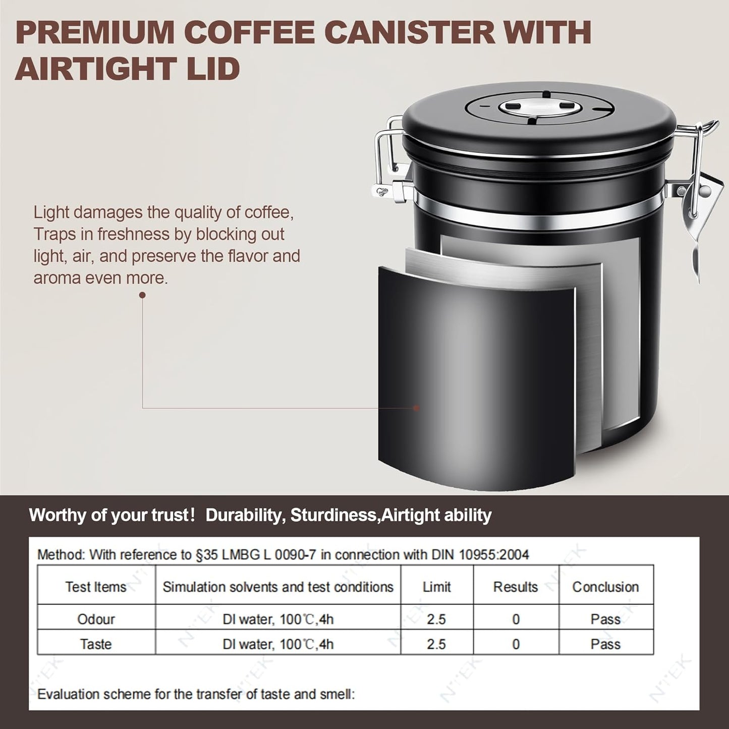 ShanSon Coffee Canister Airtight Coffee Container Stainless Steel Coffee Bean Storage Container with Scoop Coffee Canister for Beans Grounds Sugar Flour Tea Cereal,16OZ, Black