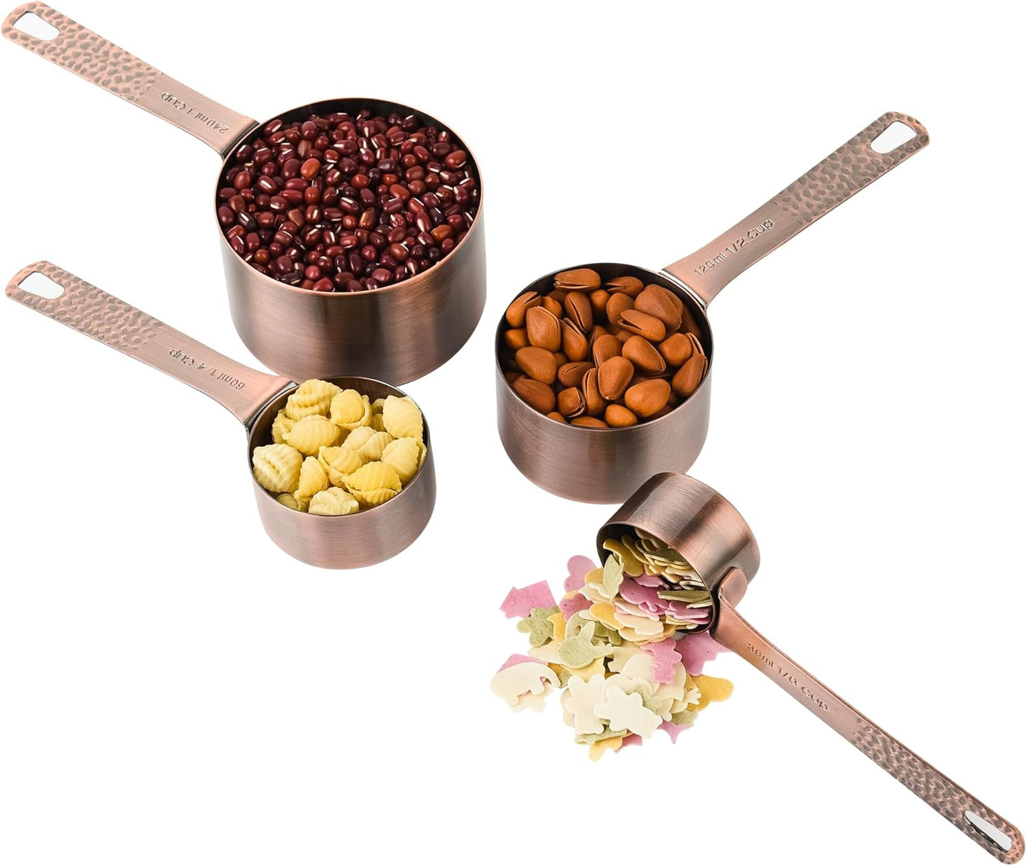 Measuring Cups and Spoons Set 10, Copper Measuring Cups and Spoons Set for Baking & Kitchen, Metric & US Stainless Steel 4 Measure Cups and 5 Spoons with Leveler