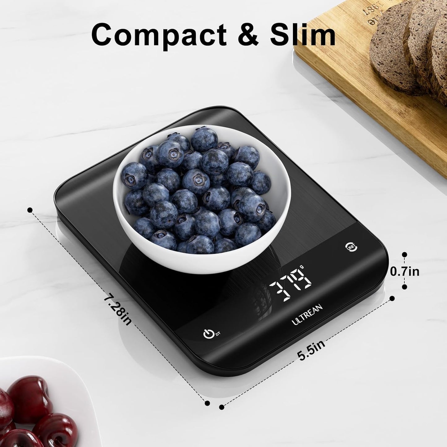 Ultrean Food Scale, Digital Kitchen Scale with LED Display, Weight Grams and Ounces for Baking Cooking, 6 Units with Tare Function, 11lb (Batteries Included)