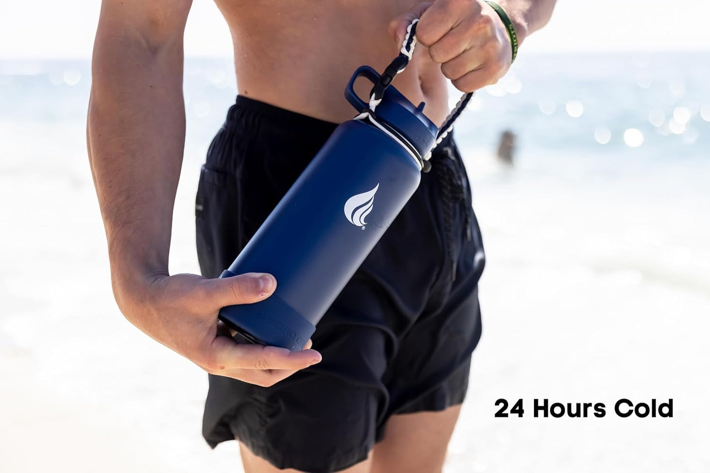 HYDRO CELL Stainless Steel Insulated Water Bottle with Straw - For Cold & Hot Drinks - Metal Vacuum Flask with Screw Cap and Modern Leakproof Sport Thermos for Adults (Navy 32oz)