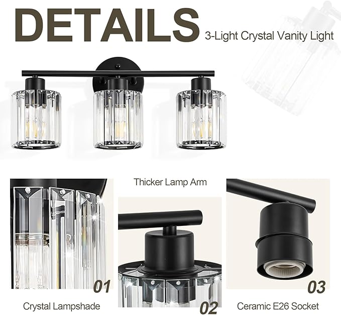 Crystal Bathroom Light Fixtures, Bathroom Lighting Fixtures Over Mirror - Image 4