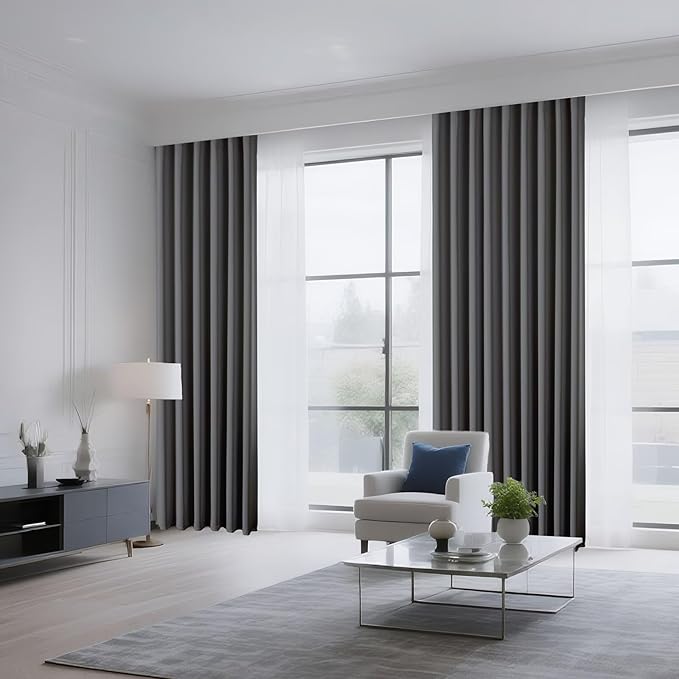CUCRAF Light Grey Blackout Curtains 84 inch Length 2 Panels Set, Rod Pocket - Image 8