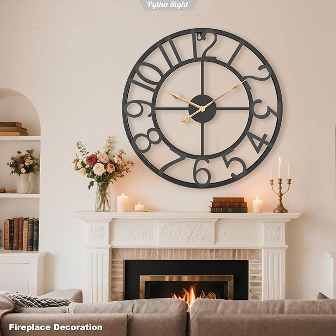 Pytha Sight 24 Inch Large Oversized Farmhouse Modern Decorative Wall Clock - Image 6