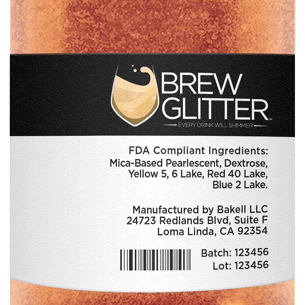 Bronze BREW GLITTER Edible Glitter For Drinks, Cocktails, Beer, Garnish Glitter & Beverages | KOSHER & HALAL Certified | 100% Edible & Food Grade | Vegan, Gluten, Nut Free (50g, Bronze)