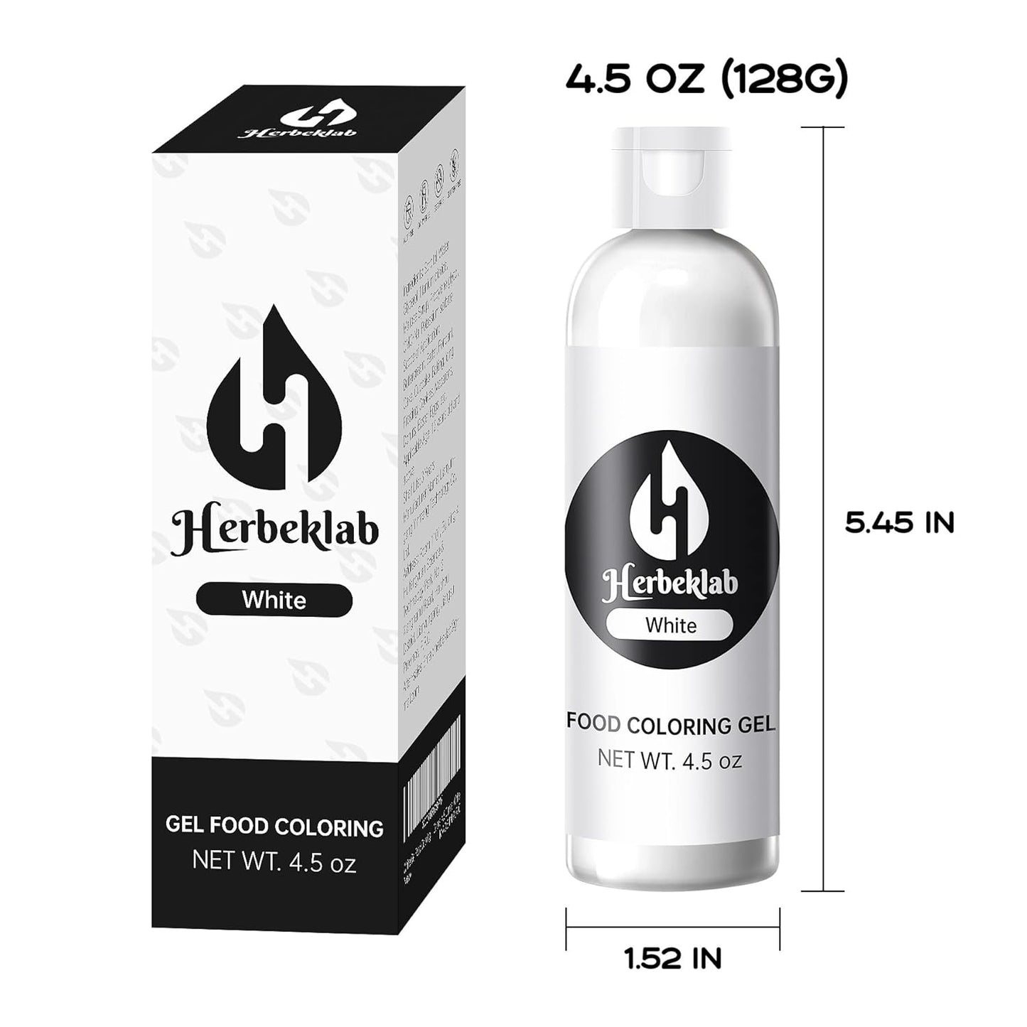 White Food Coloring Gel Herbeklab 4.5 oz Professional Grade White Food Dye Concentrated Gel Food Color for Icing Baking Cake Decorating Cookie