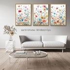 KISSFOX Framed Colorful Wildflower Canvas Wall Art Set Of 3 Flowers Pictures - Image 3