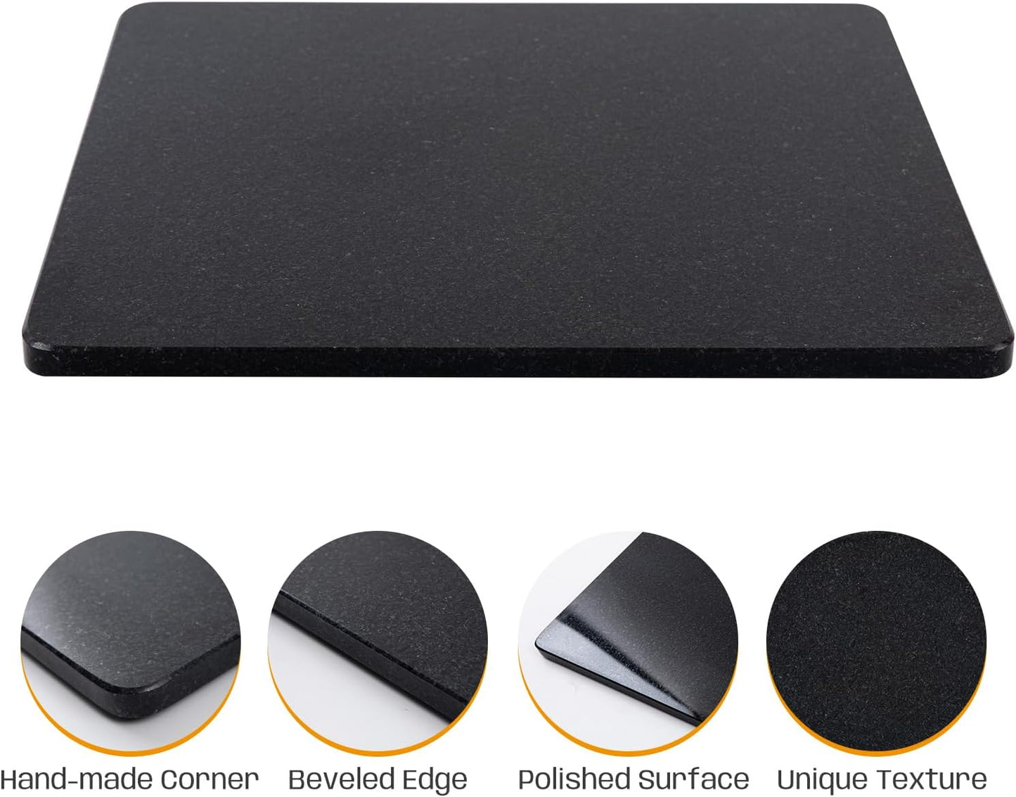 Granite Cutting Board, Marble Slab Pastry Board With Non-Slip Feet For Baking, Cheese, Charcuterie, Chocolate, 16x16 Inch, 1 Piece