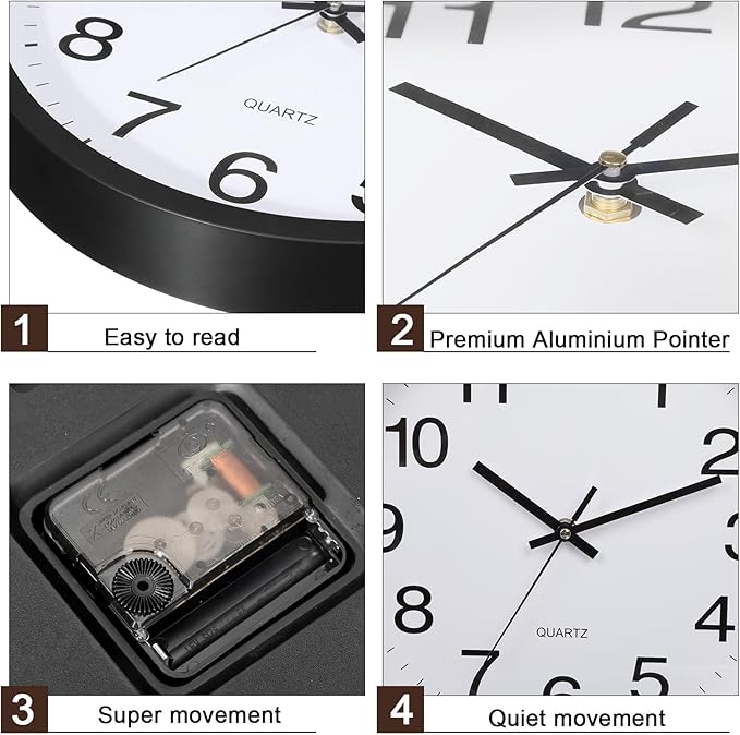 Inbagi 8 Pcs Wall Clock Bulk Large Silent Battery Operated Classroom Clocks - Image 2