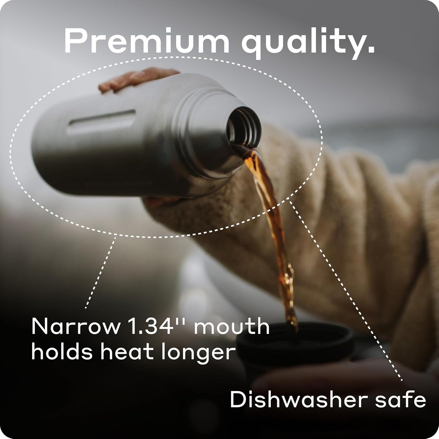 Bobber - 34 oz Vacuum Insulated Stainless Steel Water Bottle with Cup Lid - Dishwasher Safe - Keeps Drinks Hot for 48 Hours and Cold for 72 Hours - Double Walled Thermo Flask (Matte)