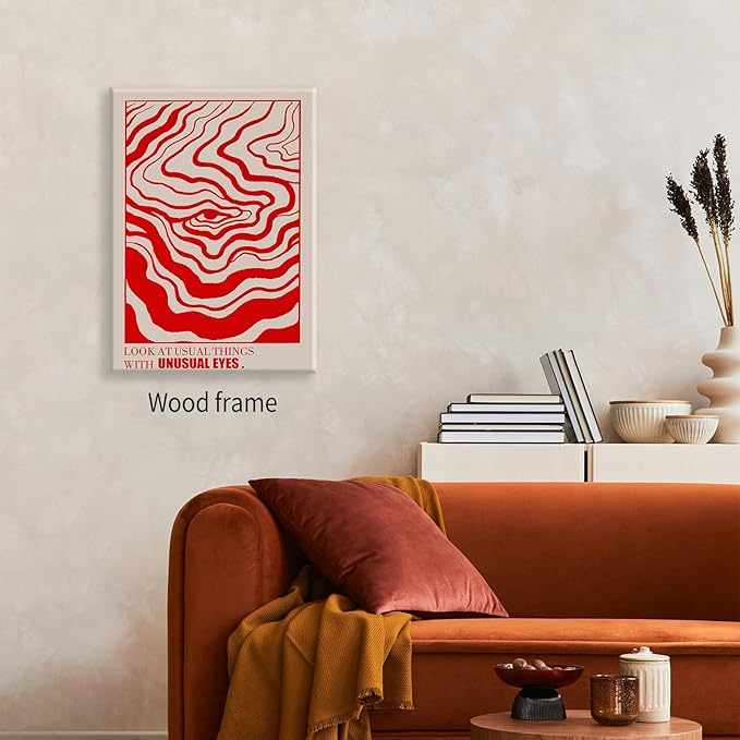 Retro Red Abstract Eye Canvas Wall Art Vintage Hippie Trippy Poster Affirmation - Image 7