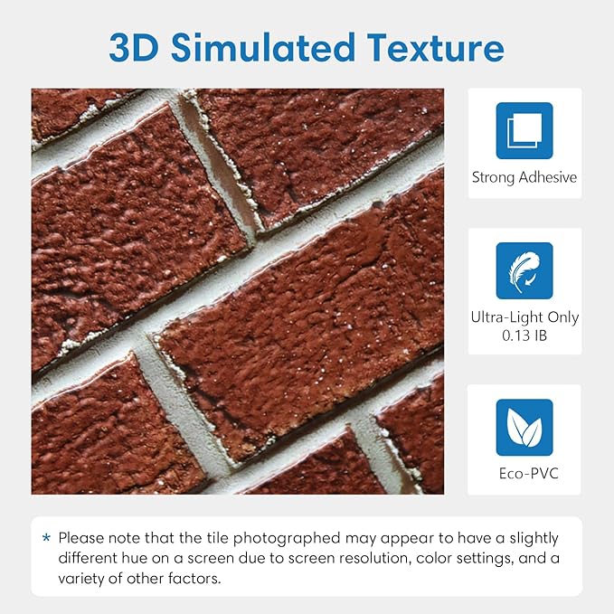 COMSTICKC 3D Faux Red Brick Wall Panels Peel and Stick Wall Sticker, Small Size - Image 3