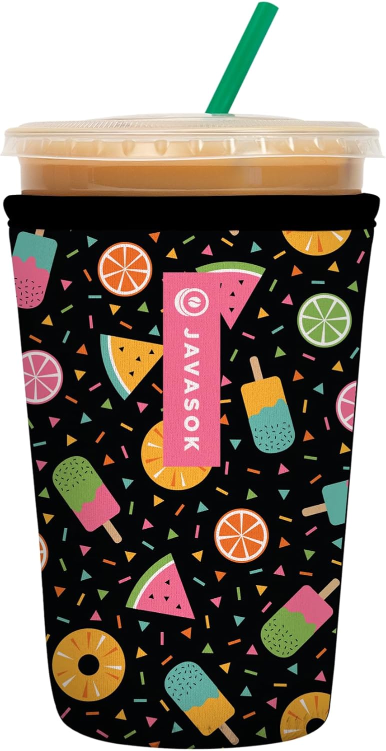 Sok It JavaSok Iced Coffee & Cold Soda Insulated Neoprene Cup Sleeve (Summer Sweets, Medium: 22-28oz)