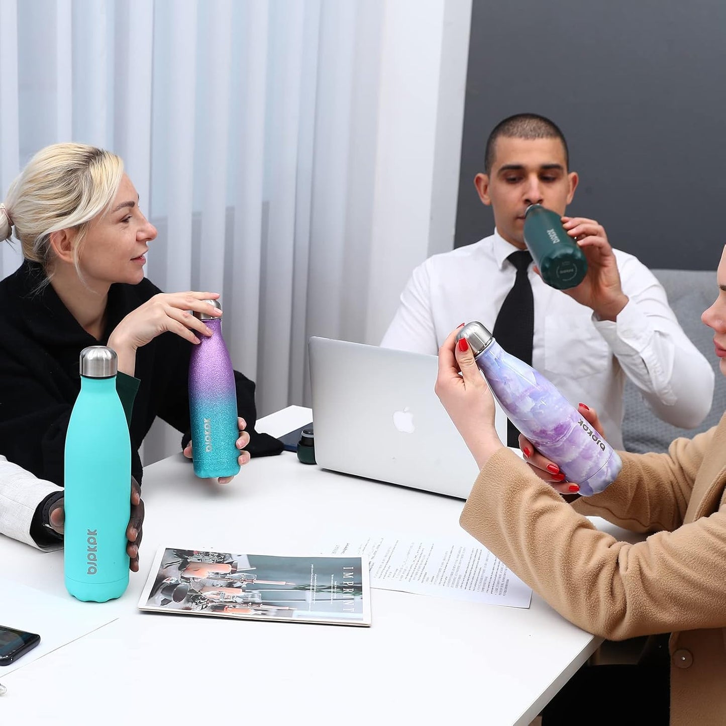 BJPKPK Insulated Water Bottles 17oz Stainless Steel Sports Water Bottles Keep Cold for 24 Hours and Hot for 12 Hours,BPA Free Water Bottl,Glitter Black