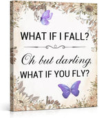 Inspirational Purple Butterfly Wall Art Decor, What If You Fly Motivational by VAHATAN