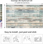 Arthome Blue Rustic Wood Paper 17''x240'' Self-Adhesive Removable Peel and - Image 7