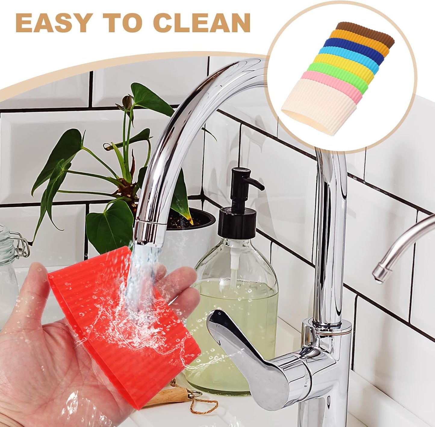 uxcell 6Pack Coffee Cup Sleeves, Reusable Silicone Heat Resistant Cup Protective Sleeve Nonslip Mug Protector Cover for Home Travel Coffee Mug Glasses Water Bottle Boots, Avocado Green