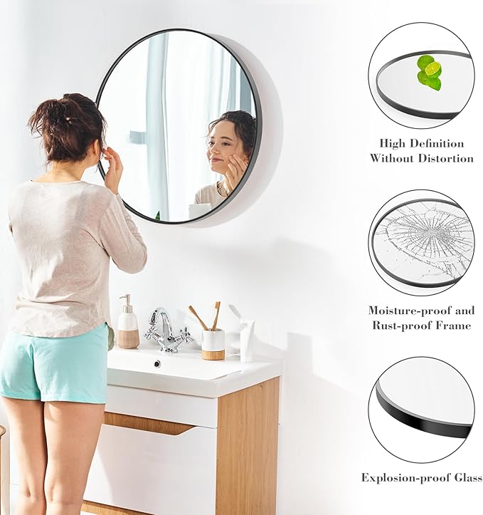 Sweetcrispy 36in Black Round Bathroom Mirrors - Image 4