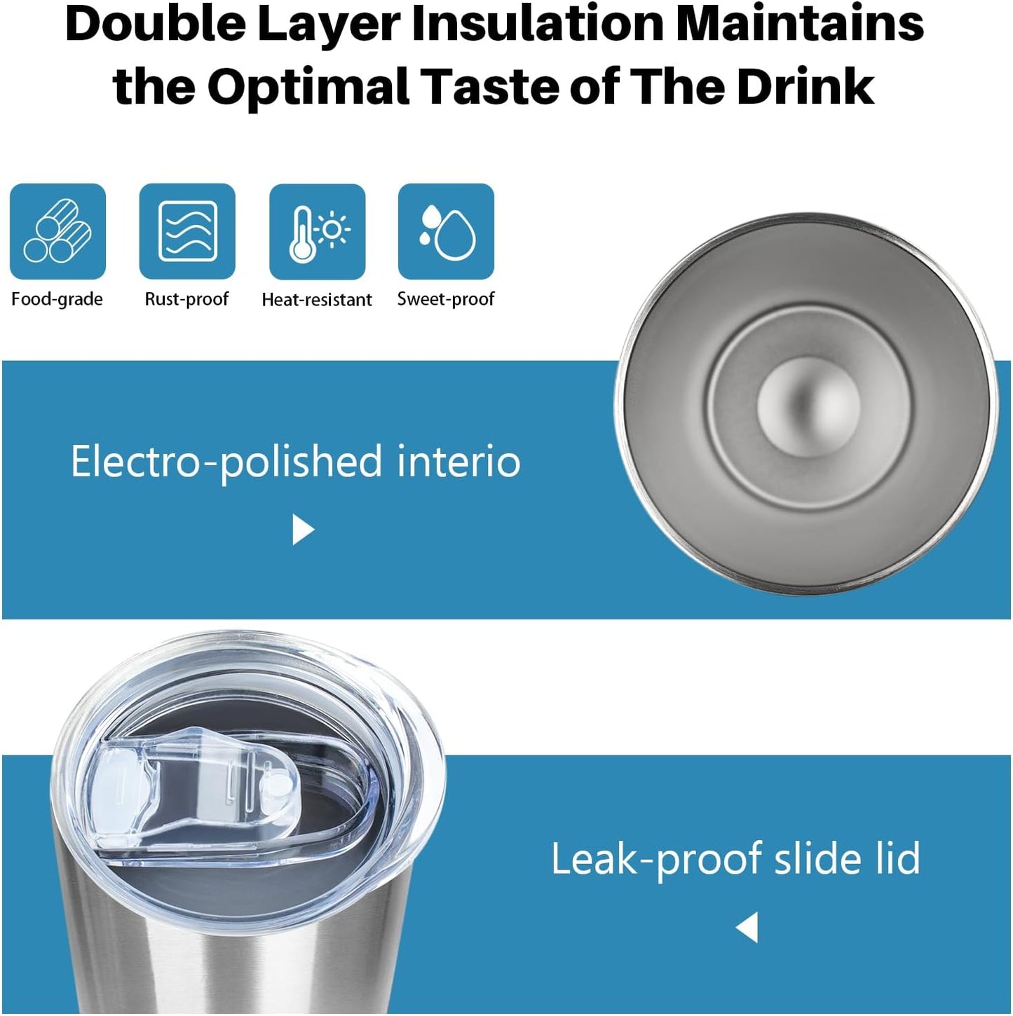 20 oz Skinny Tumbler with Lid and Straw,Stainless Steel Vacuum Insulated Tumbler Cup Double Wall Leak-proof Coffee Mug,Travel Thermal Water Tumbler for Office,Outdoor(Silver,1)