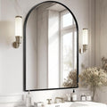 30" x 48" Black Arched Mirror, Arch Wall Mirror, Metal Frame Black Bathroom by Minuover
