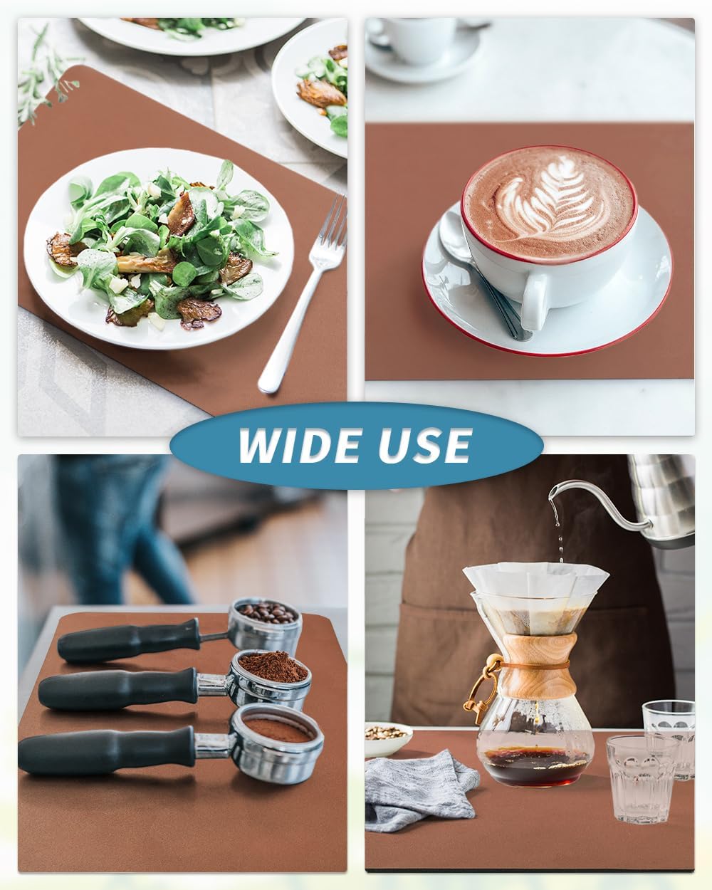 AMOAMI Coffee Mat - Hide Stain, Rubber Backed Absorbent Dish Drying Rack for Kitchen Counter - Dark Grey, Blue, 12''x19''