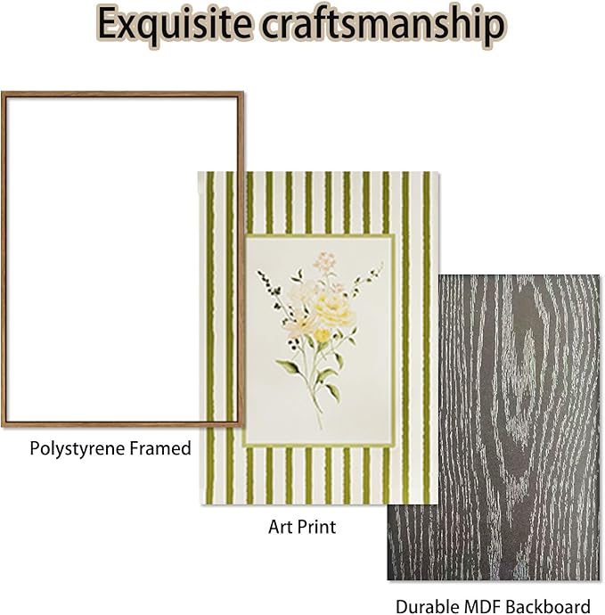 KISSFOX 3 Piece Framed Wall Art Floral Wall Decor Wildflower Canvas Wall Art - Image 5