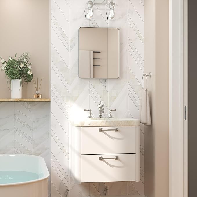 Keonjinn 16 x 20 Inch Brushed Nickel Bathroom Mirrors - Image 2