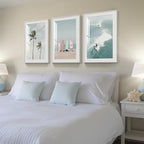 Framed Coastal Wall Art for Living Room, 3 Piece Beach Surfboard Palm Tree - Image 2