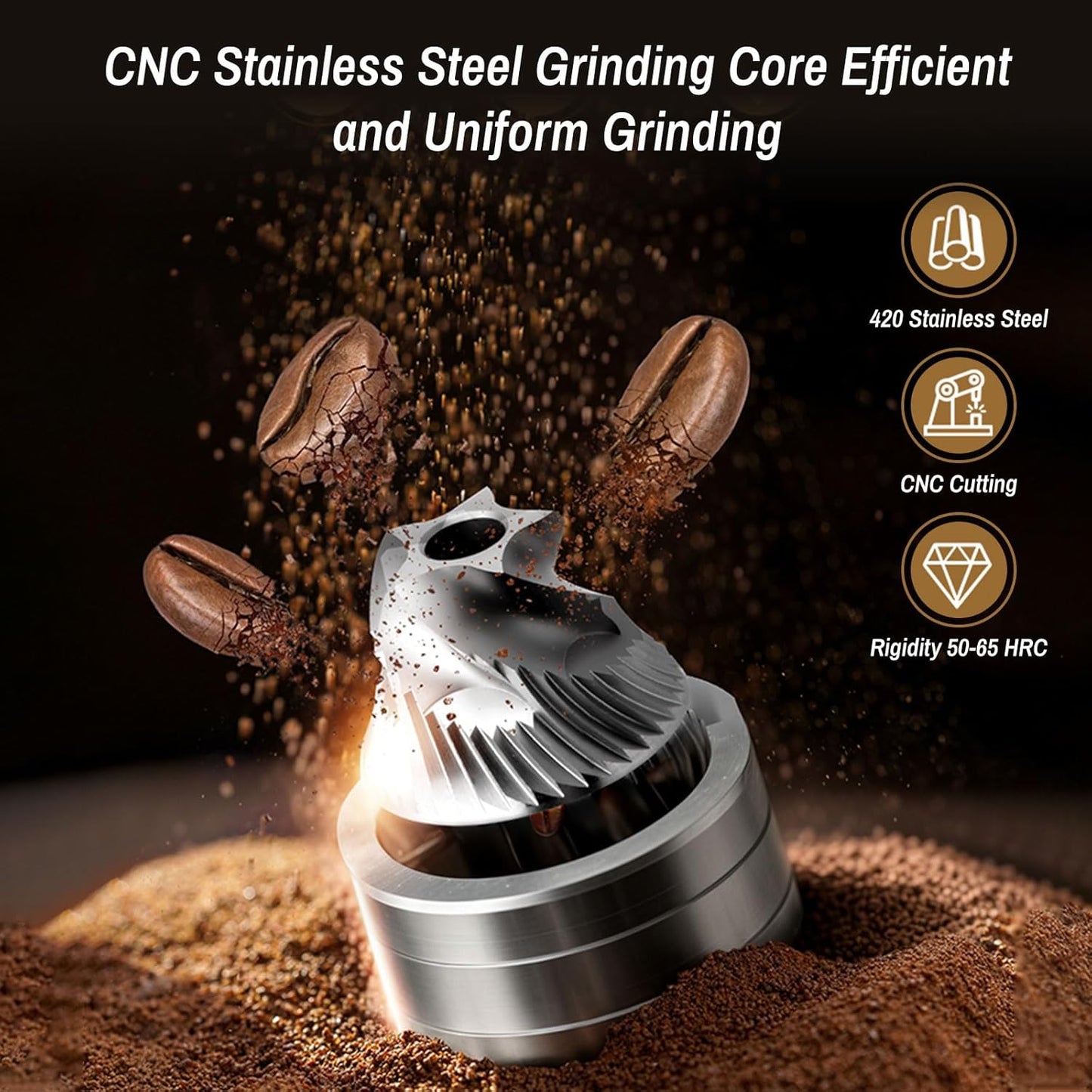 Portable Manual Coffee Grinder with with CNC Stainless Steel Conical Burr 40 Adjustable Settings,Hand Coffee Bean Mill with 30g Capacity & Crank for Travel Camping Office Home
