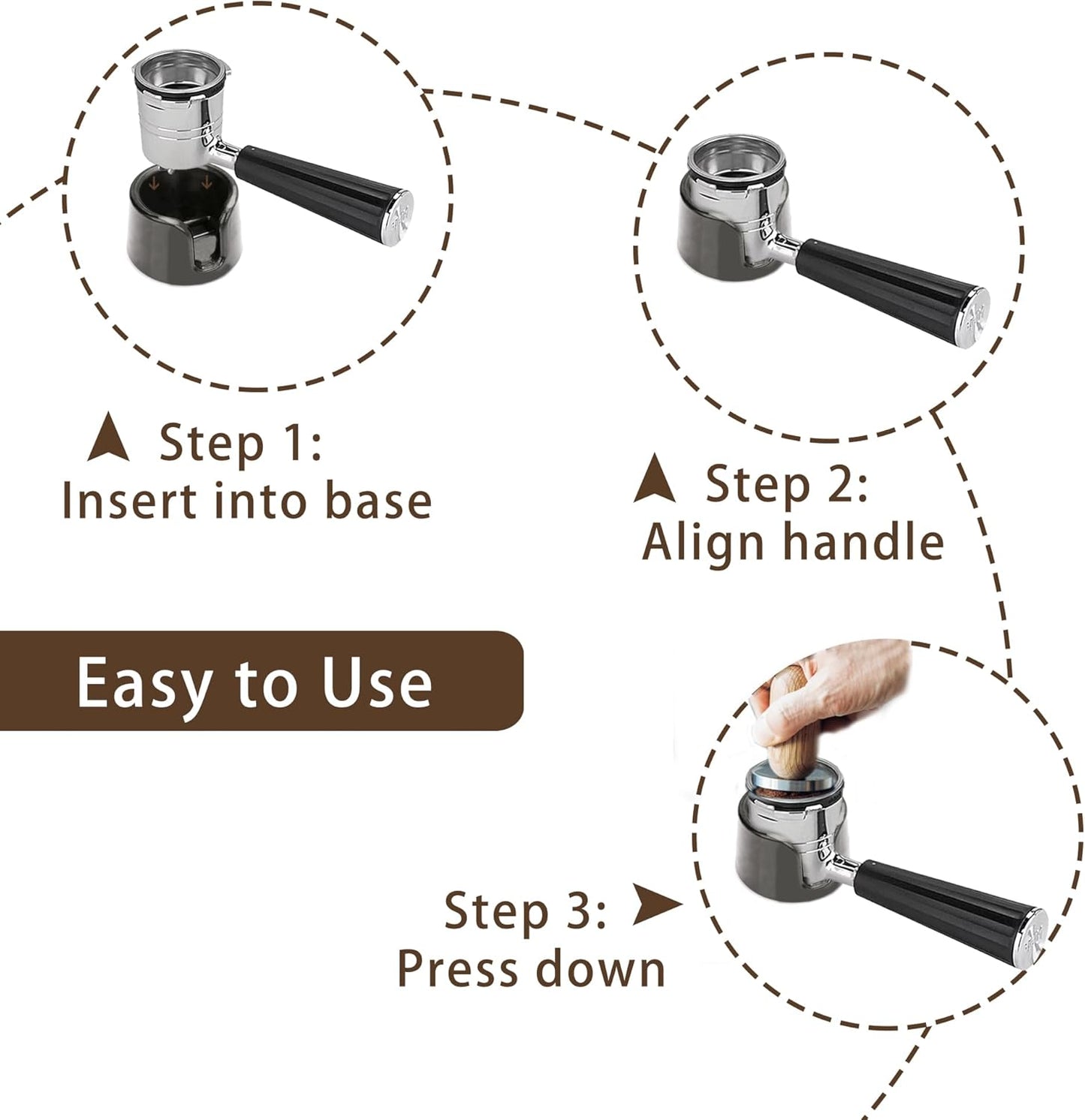 Coffee Tamper Base Compatible with Ninja Espresso Machine ES601/ES701,Handheld Portafilter Support Stand For Ninja Cafe Luxe,Anti-Slip Coffee Accessories Improves Tamping Stability & Extraction Black