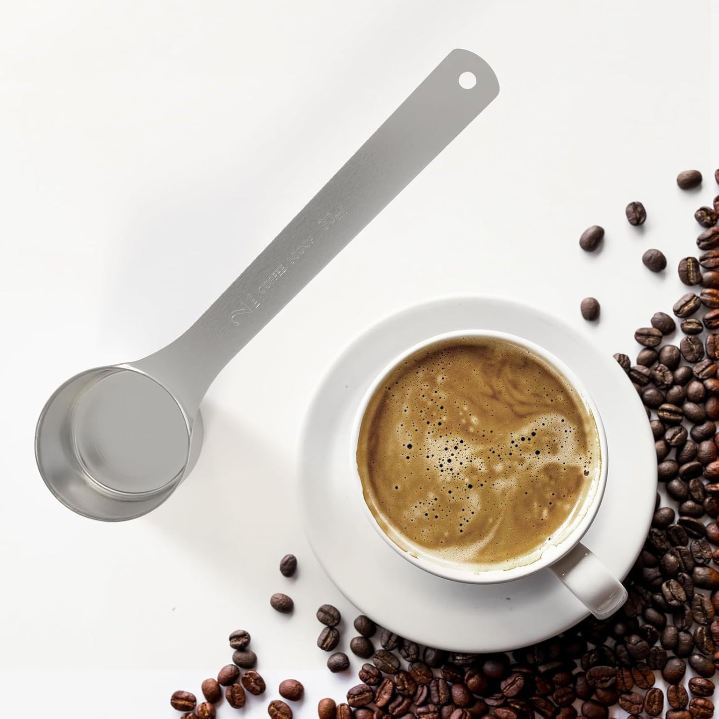 1PCS 2 Tablespoon(2tbsp, 30ml, 1/8cup) Coffee Scoop, Long Handle Measuring Spoon, Stainless Steel Scooper