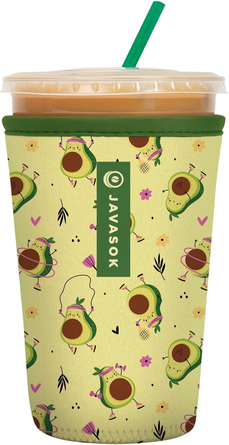 Sok It JavaSok Iced Coffee & Cold Soda Insulated Neoprene Cup Sleeve (Get Movin', Medium: 22-28oz)