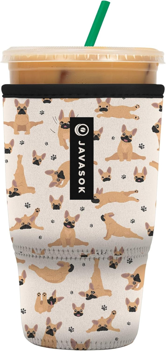 Sok It JavaSok Iced Coffee & Cold Soda Insulated Neoprene Cup Sleeve (Pardon My Frenchie, Large: 30-32oz)